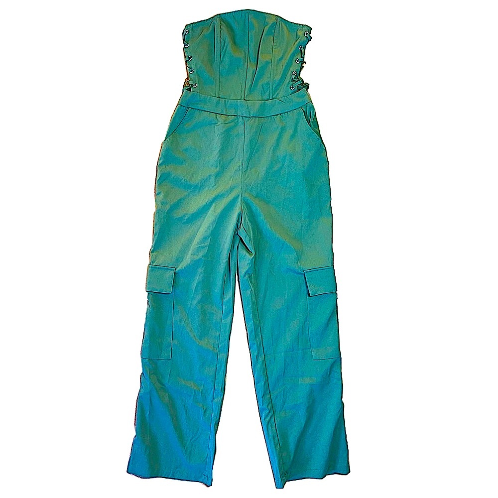 Army Green Lace Up Jumpsuit NBW